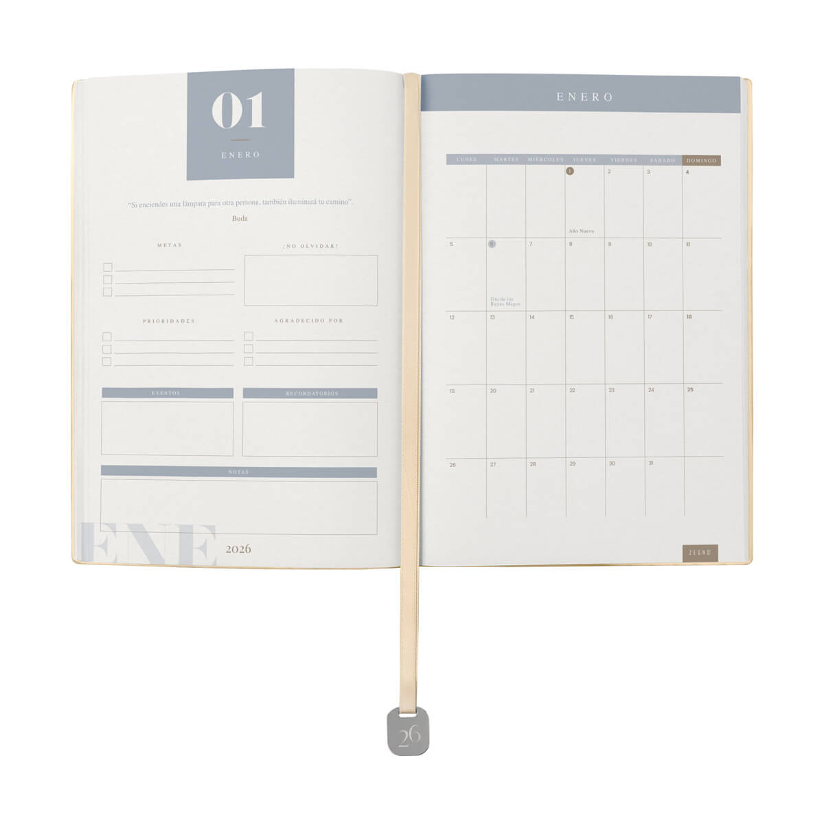 AGENDA SEMANAL CLÁSICA 2026 BEIGE