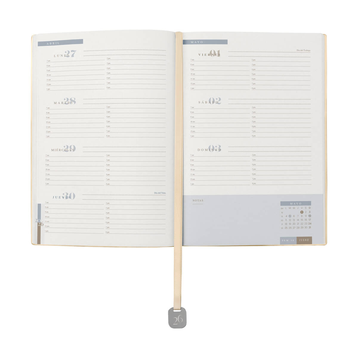 AGENDA SEMANAL CLÁSICA 2026 BEIGE